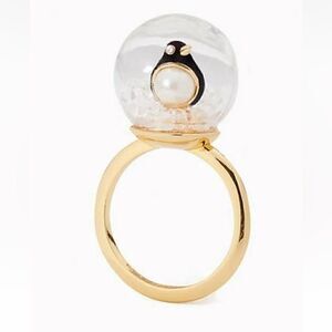 Kate Spade Arctic Friends Penguin Snow Globe Ring. 7 NWT Holidays Winter